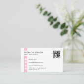 Feminine Sweet Pink Minimalist Simple QR Code Visitekaartje (Staand voorkant)