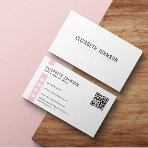 Feminine Sweet Pink Minimalist Simple QR Code Visitekaartje