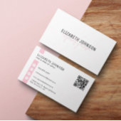 Feminine Sweet Pink Minimalist Simple QR Code Visitekaartje