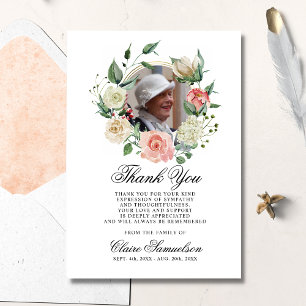 Feminine Sympathie Dank u Waterverf Floral Pink Bedankkaart