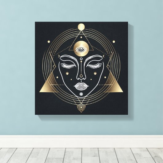 Feminine Third Eye with Golden Geometry Canvas Afdruk (Insitu (Houten vloer))