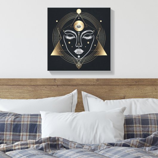 Feminine Third Eye with Golden Geometry Canvas Afdruk (Insitu (Slaapkamer))