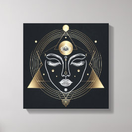 Feminine Third Eye with Golden Geometry Canvas Afdruk