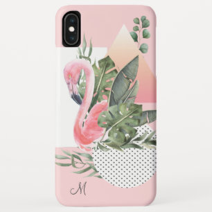 Feminine Tropical Flamingo met Monogram Case-Mate iPhone Case