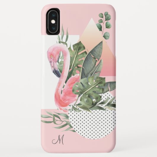 Feminine Tropical Flamingo met Monogram Case-Mate iPhone Case (Achterkant)