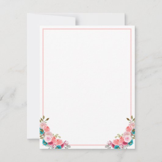 Feminine Tulip Floral Waterverf op maat Notitiekaartje (Achterkant)