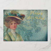  Feminine Victoriaans Mode Happy Birthday Folie Uitnodiging (Voorkant)