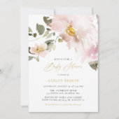 Feminine Waterverf Blush Flowers Baby shower Kaart (Voorkant)