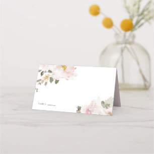 Feminine Waterverf Blush Flowers Floral Wedding Plaatskaartje