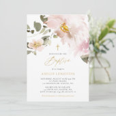 Feminine Waterverf Blush Flowers Girl Baptisme Kaart (Staand voorkant)