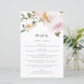 Feminine Waterverf Blush Flowers Menu Kaart (Staand voorkant)