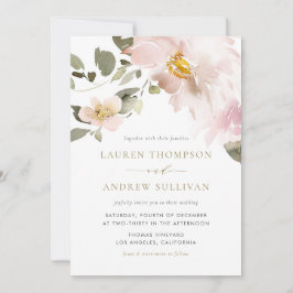 Feminine Waterverf Blush Flowers Weddenschap Kaart