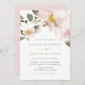 Feminine Waterverf Blush Flowers Weddenschap Kaart (Voorkant / Achterkant)