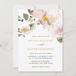 Feminine Waterverf Blush Flowers Weddenschap Kaart