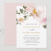 Feminine Waterverf Blush Flowers Weddenschap Kaart (Voorkant / Achterkant)