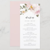 Feminine Waterverf Blush Flowers Weddenschap Menu (Voorkant / Achterkant)