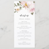 Feminine Waterverf Blush Flowers Weddenschap Menu (Voorkant)