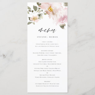 Feminine Waterverf Blush Flowers Weddenschap Menu
