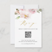 Feminine Waterverf Blush Flowers Weddenschap QR Co RSVP Kaartje (Voorkant)