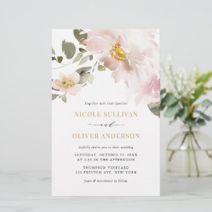 Feminine Waterverf Blush Flowers Weddenschap uitno