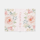 Feminine Waterverf Blush Rozen Baby Girl Nursery Fleece Deken (Voorkant (Horizontaal))