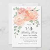 Feminine Waterverf Floral 75e verjaardag Kaart (Voorkant)