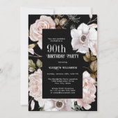 Feminine Waterverf Floral 90th Birthday Party Kaart (Voorkant)