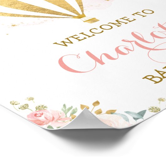 Feminine Waterverf Floral Hot Air Ballon Poster (Hoek)