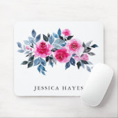 Feminine Waterverf Floral met Jouw naam Muismat (Met muis)