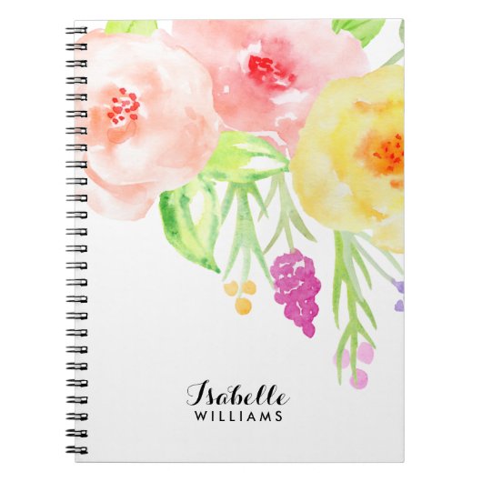 Feminine Waterverf Floral Notitieboek (Voorkant)
