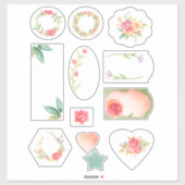 Feminine Waterverf Floral Sticker (Vel)