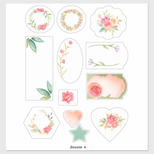 Feminine Waterverf Floral Sticker (Vel)