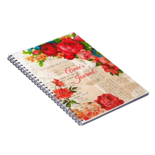 Feminine Waterverf Garden Flowers Journal Notitieboek (Rechterzijde)