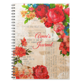 Feminine Waterverf Garden Flowers Journal Notitieboek