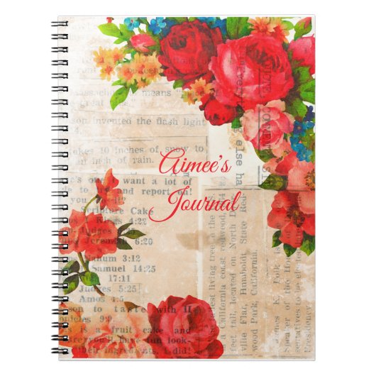 Feminine Waterverf Garden Flowers Journal Notitieboek (Voorkant)