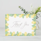 Feminine Waterverf Lemon Lijst Weddenschap Bedankkaart (Staand voorkant)