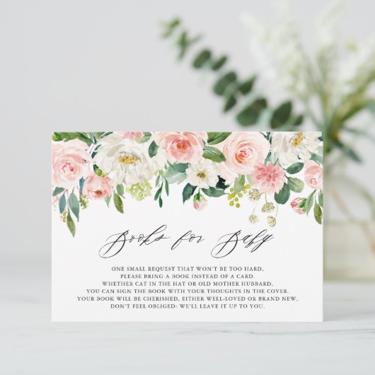 Feminine Waterverf Peach Florals Boeken voor Baby Kaart (Staand voorkant)