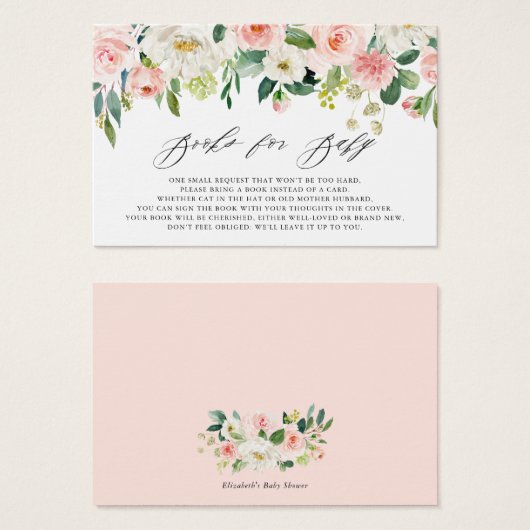 Feminine Waterverf Peach Florals Boeken voor Baby Visitekaartje (Voorkant /achterkant)