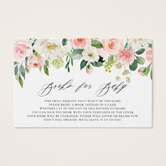 Feminine Waterverf Peach Florals Boeken voor Baby Visitekaartje (Voorkant)