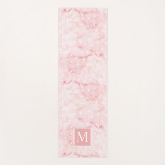 Feminine Waterverf Roos Goud en sterren Monogram Yogamat (Voorkant)