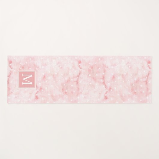 Feminine Waterverf Roos Goud en sterren Monogram Yogamat (Voorkant (horizontaal))