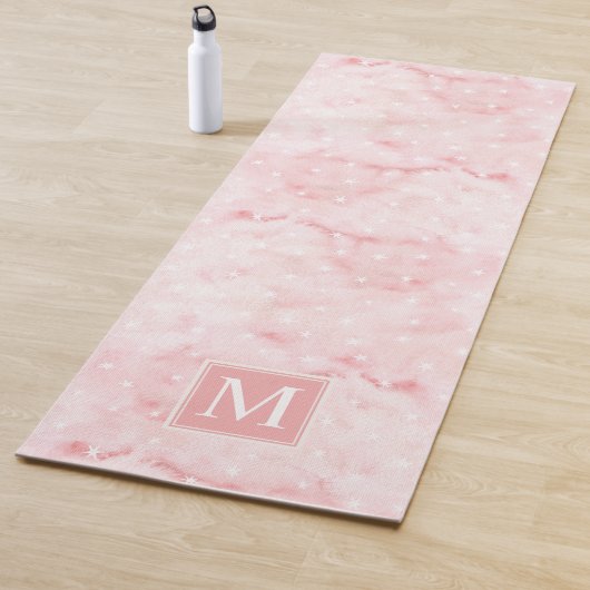 Feminine Waterverf Roos Goud en sterren Monogram Yogamat (In situ)
