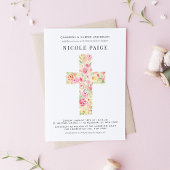 Feminine Waterverf Spring Floral Cross Baptisme Kaart