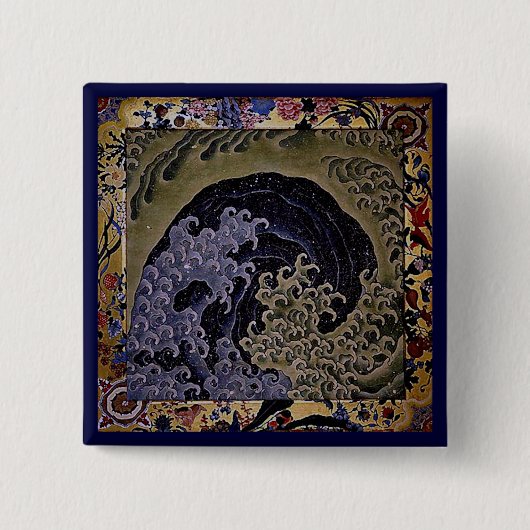 Feminine Wave, Hokusai, Japanse Kunstkunst Vierkante Button 5,1 Cm (Voorkant)