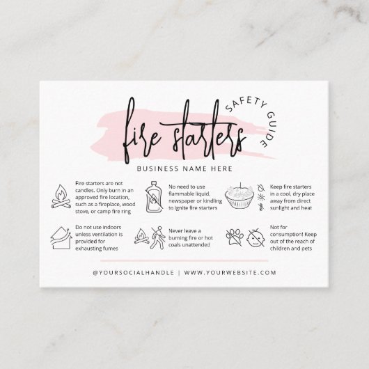 Feminine Wax Fire Starters Safety Instructions Visitekaartje (Voorkant)
