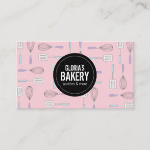 Feminine Whimsical Whisk Spatula Bakery Visitekaartje