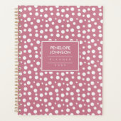 Feminine White Blush Pink Polka Dot Pattern Planner (Voorkant)