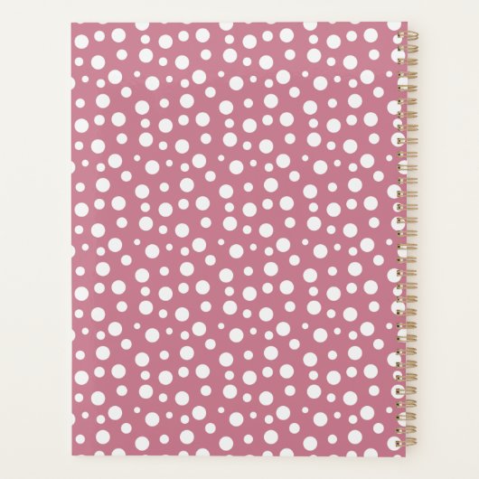 Feminine White Blush Pink Polka Dot Pattern Planner (Achterkant)