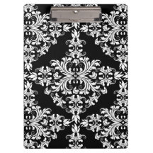 Feminine White op Black Damask