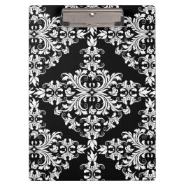 Feminine White op Black Damask Klembord